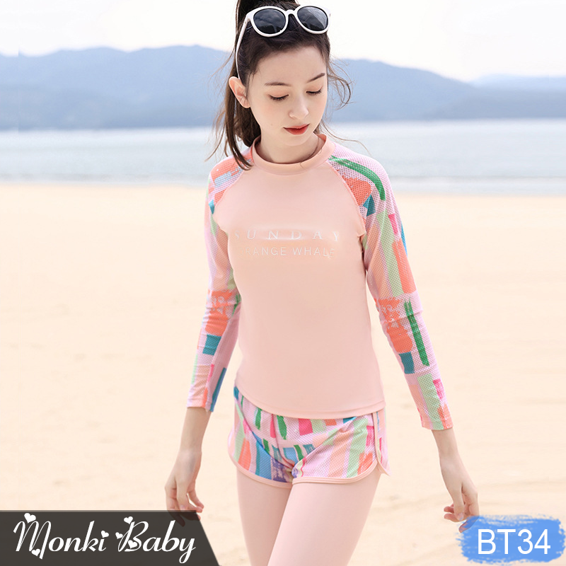 Bộ bơi chống nắng quần dài cho nữ và bé gái lớn, size đại từ 25 đến 58kg, dáng thể thao dài tay quần đùi khoẻ đẹp | BT34