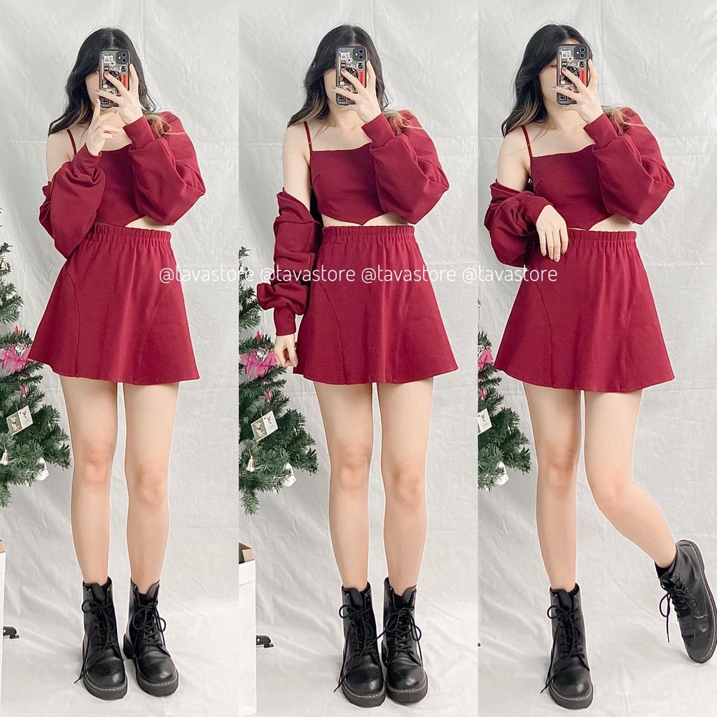 Set áo 2s + Áo khoác + Chân váy