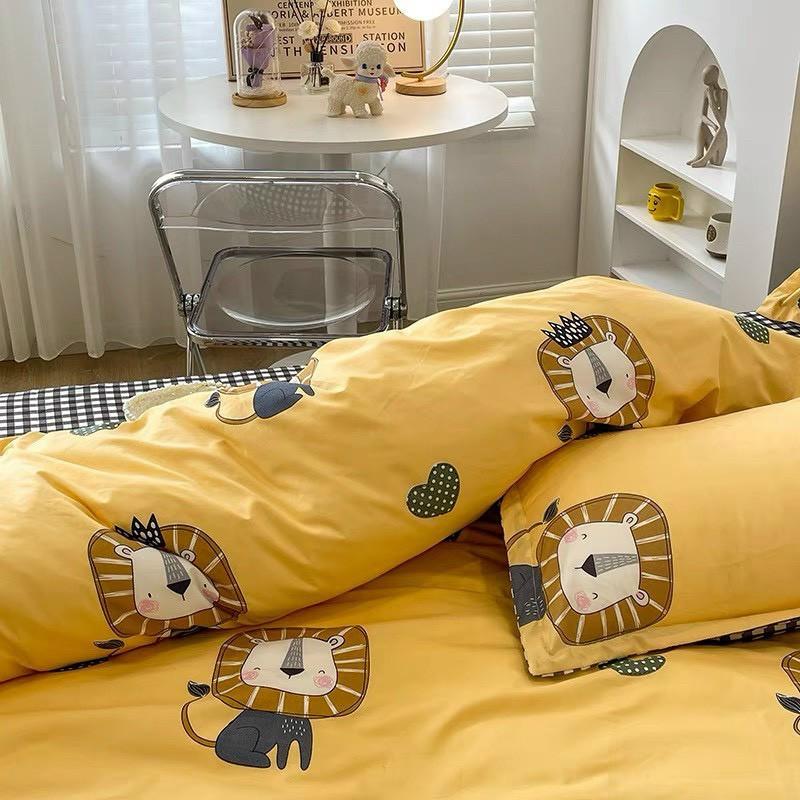 Bộ Chăn Ga Gối Cotton Poly - Sư Tử Vàng