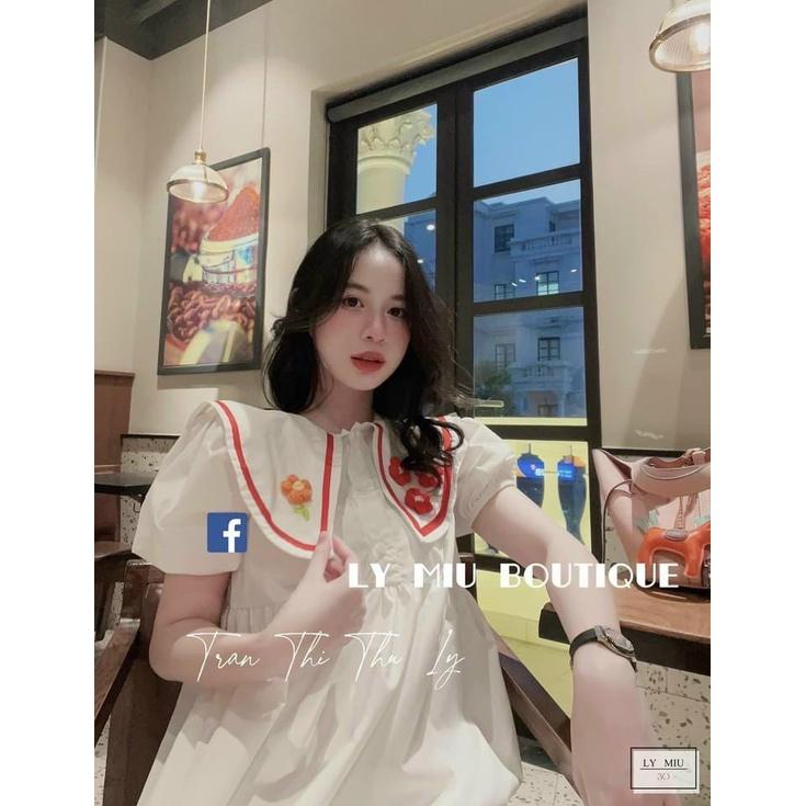 ĐẦM BABYDOLL DÁNG DÀI CỔ TRÒN CÓ VẠT KẾT HOA TAY NGẮN CHO CÁC NÀNG TIỂU THƯ NHÀ MEOWSHOP