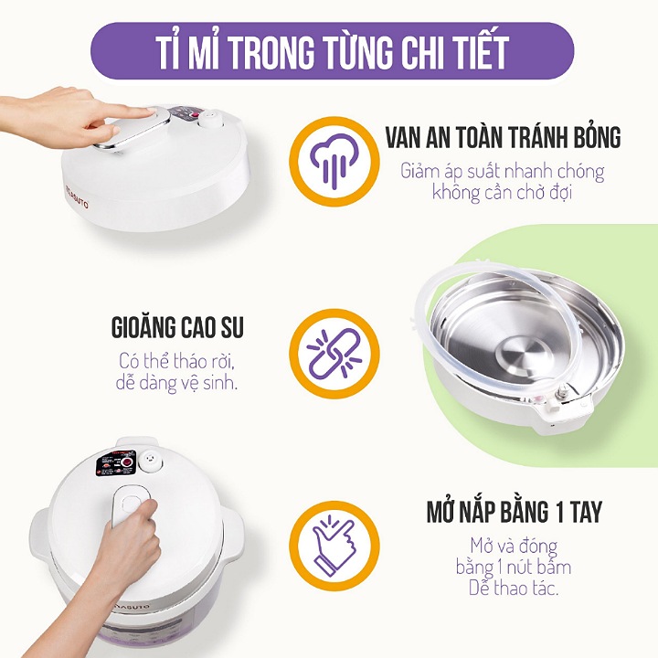 Nồi áp suất điện đa năng cao cấp Masuto 10in1 dung tích 5L HÀNG CHÍNH HÃNG BH 12 THÁNG 1 ĐỔI 1 TẠI NHÀ