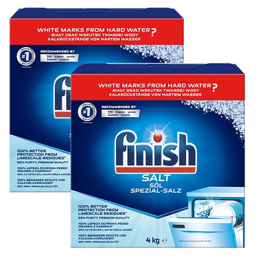 Combo 2 hộp muối rửa bát Finish nhập khẩu Châu Âu Dishwasher Salt 4kg (2x4kg)