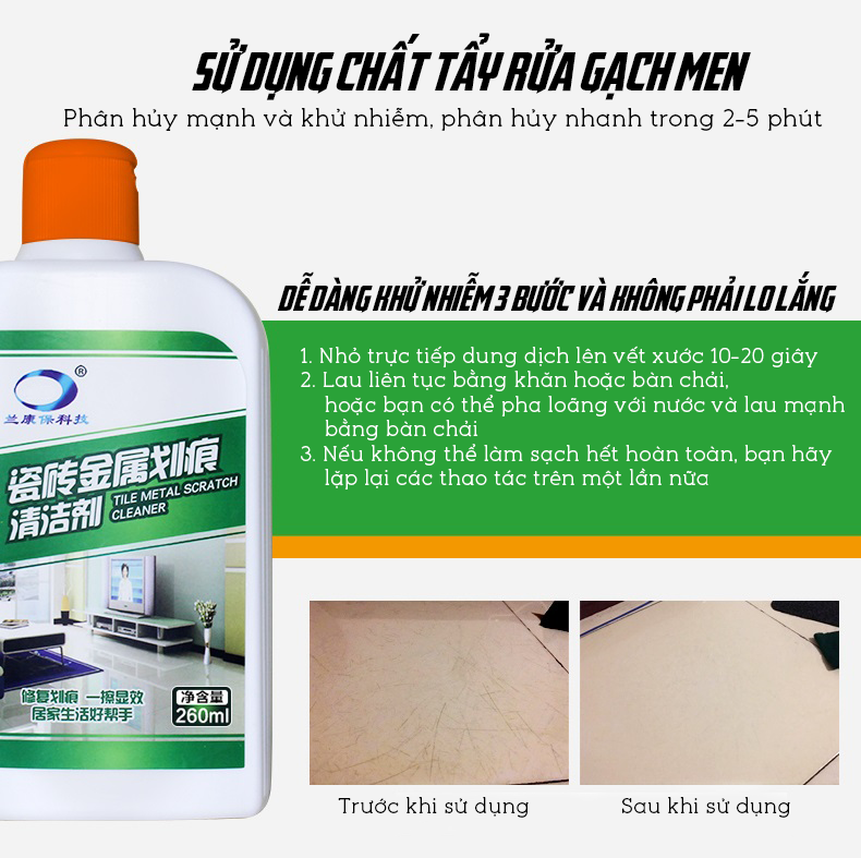 Chai tẩy vết xước sàn nhà, gạch men 260ml