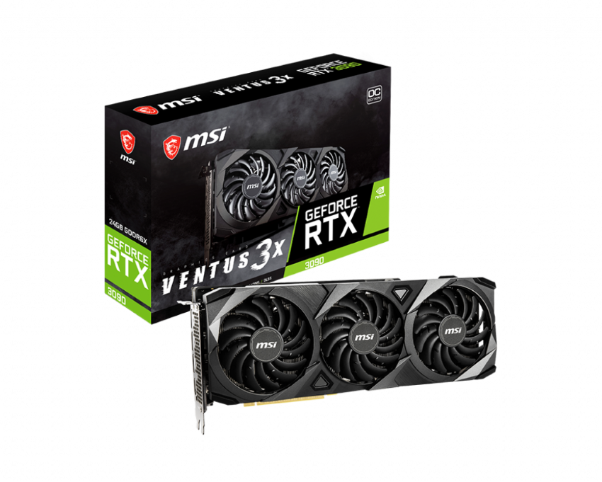 Card màn hình MSI RTX 3090 VENTUS 3X OC 24G (24GB GDDR6X, 384-bit, HDMI +DP, 2x8-pin) - Hàng Chính Hãng