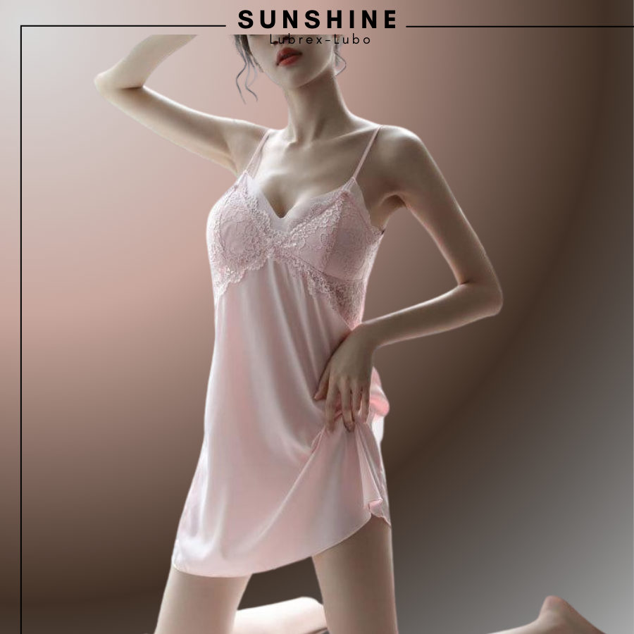 Váy ngủ hai dây phi lụa  sexy cao cấp Đầm mặc nhà gợi cảm quyến rũ có mút ngực- SUNSHINE SXDN1161