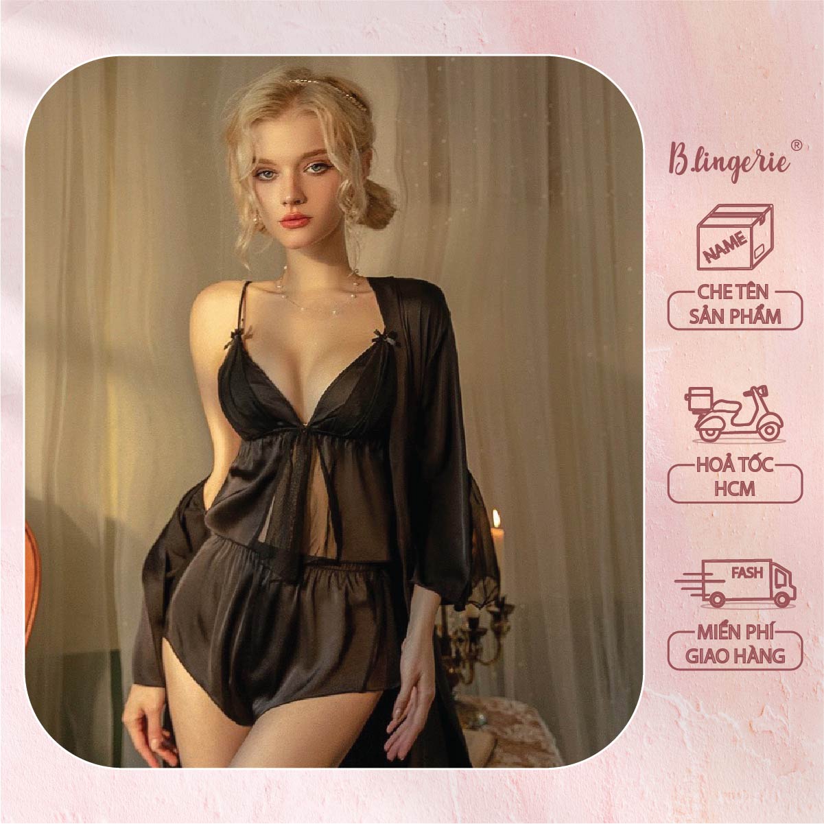 Bộ Đồ Ngủ Xẻ Tà Quý Phái - B.Lingerie