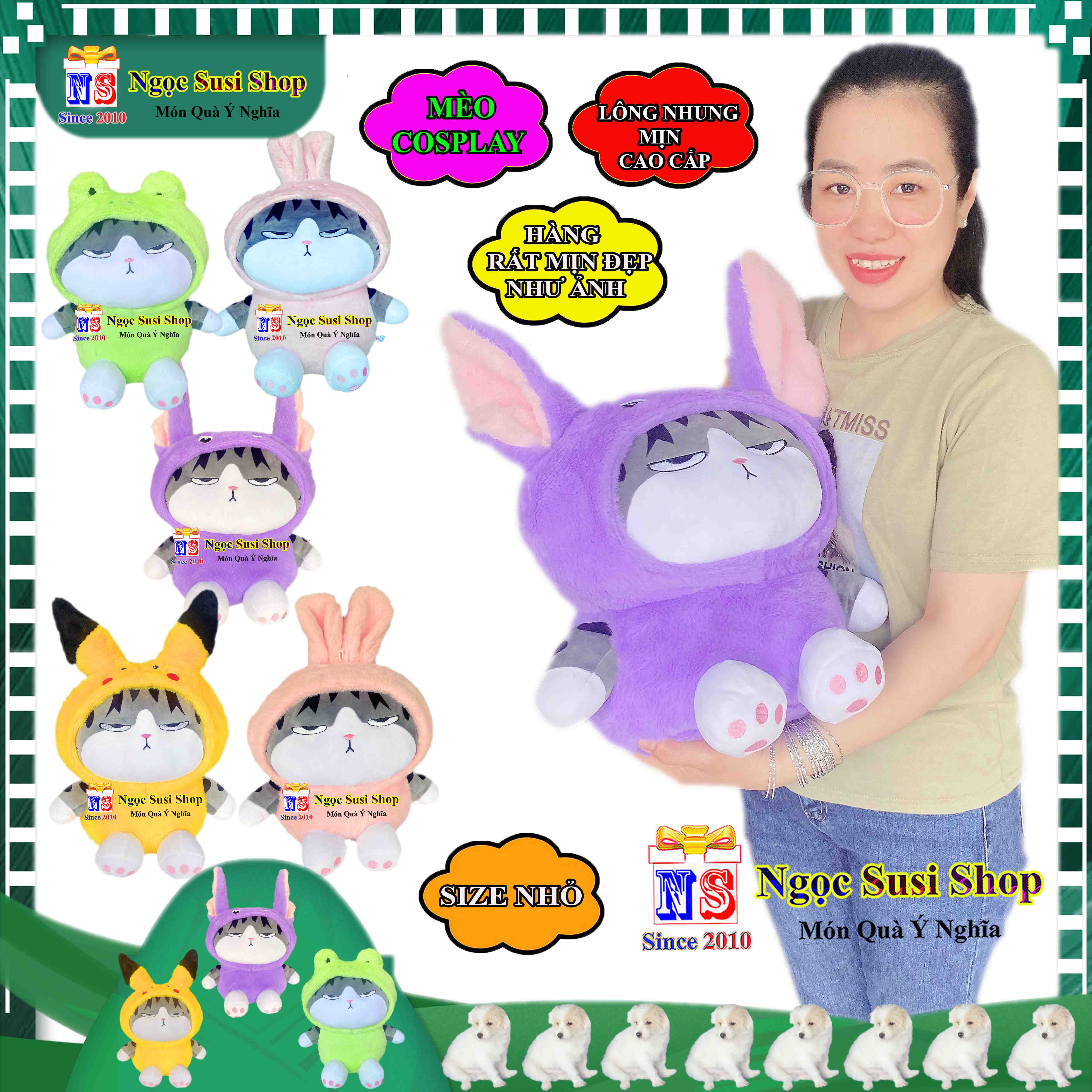 GẤU BÔNG HÌNH CON MÈO COSPLAY SIÊU MỀM MỊN CAO CẤP ÔM NGỦ DÙNG LÀM QUÀ TẶNG TRANG TRÍ