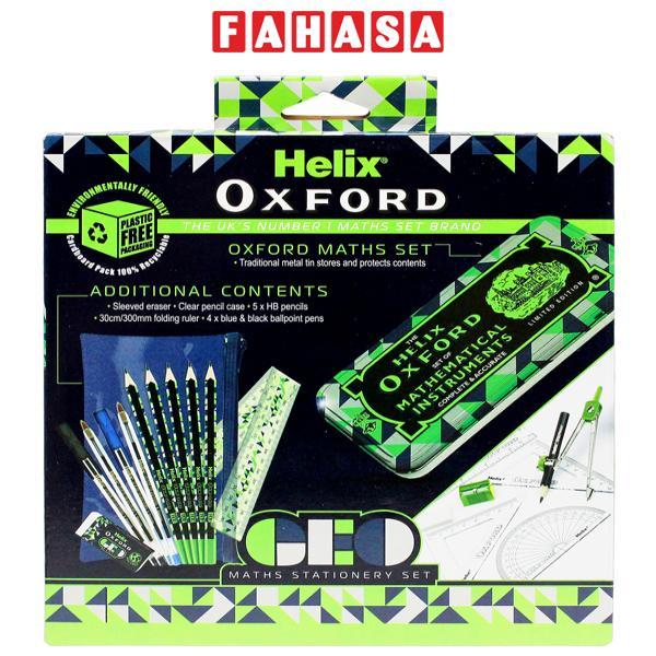 Bộ Dụng Cụ Học Sinh Lớn Oxford Geo Maths Stationery Set - Helix 981841 - Xanh Lá