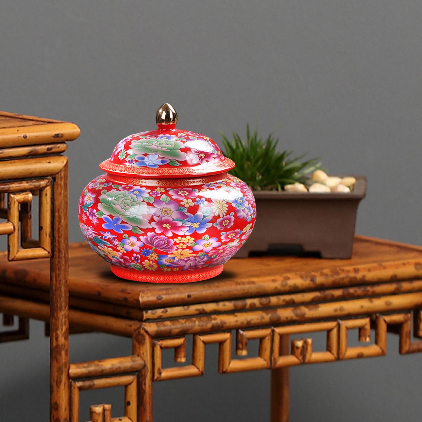 Ceramic Colour Enamel Tea Storage Jar 800ml Traditional for Coffee Condiment