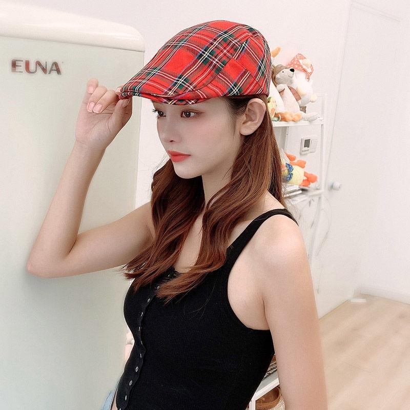 French Style Retro Classic Lattice Berets/ Unisex Adjustable Literary Painter Cap/ Spring Summer Sunshade Red Green Duckbill Flat Hat