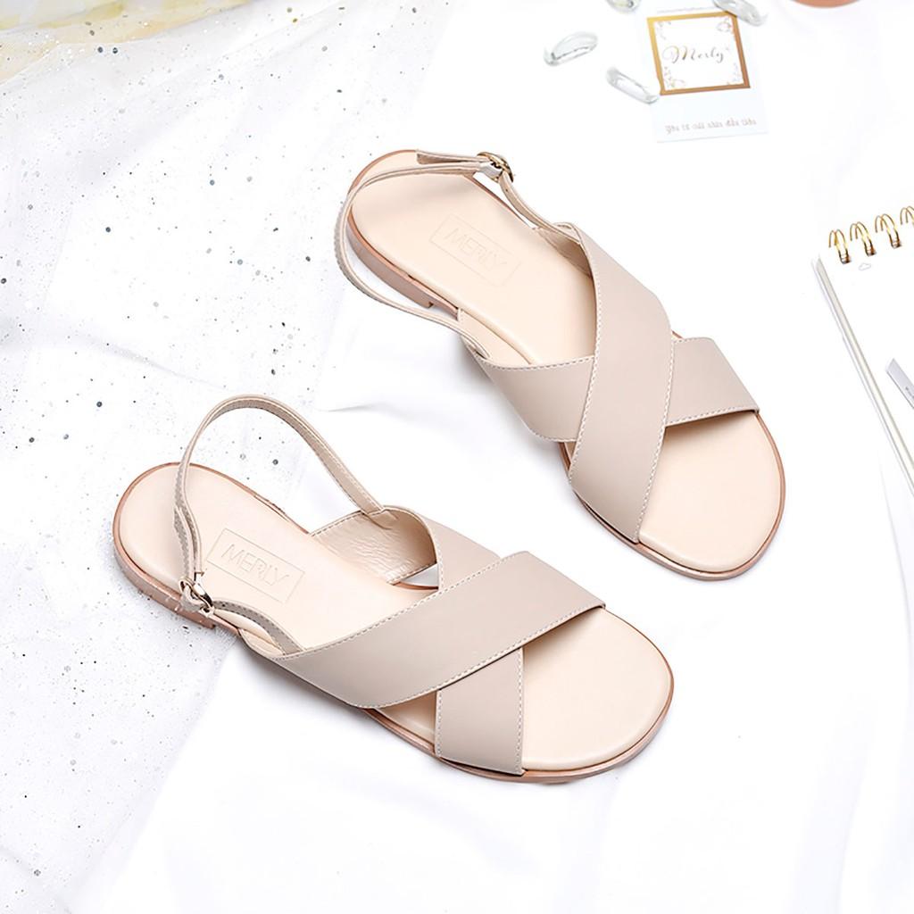 Giày sandal đế bệt quai chéo Merly 1213