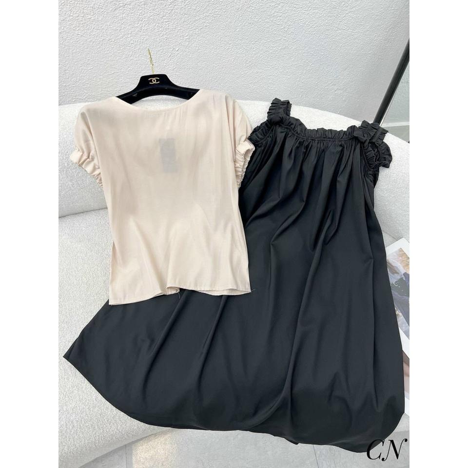 Váy Bầu Yếm Công Sở Mùa Hè Kèm Áo Rời Thiết Kế Lịch Sự Dễ Thương Đầm Bầu Đi Làm Dự Tiệc - bauxinh