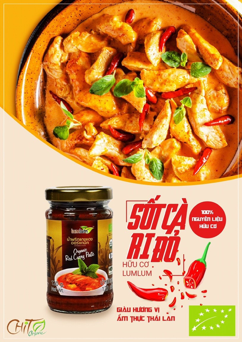 Sốt cà ri đỏ hữu cơ 120g Lumlum Organic Red Curry