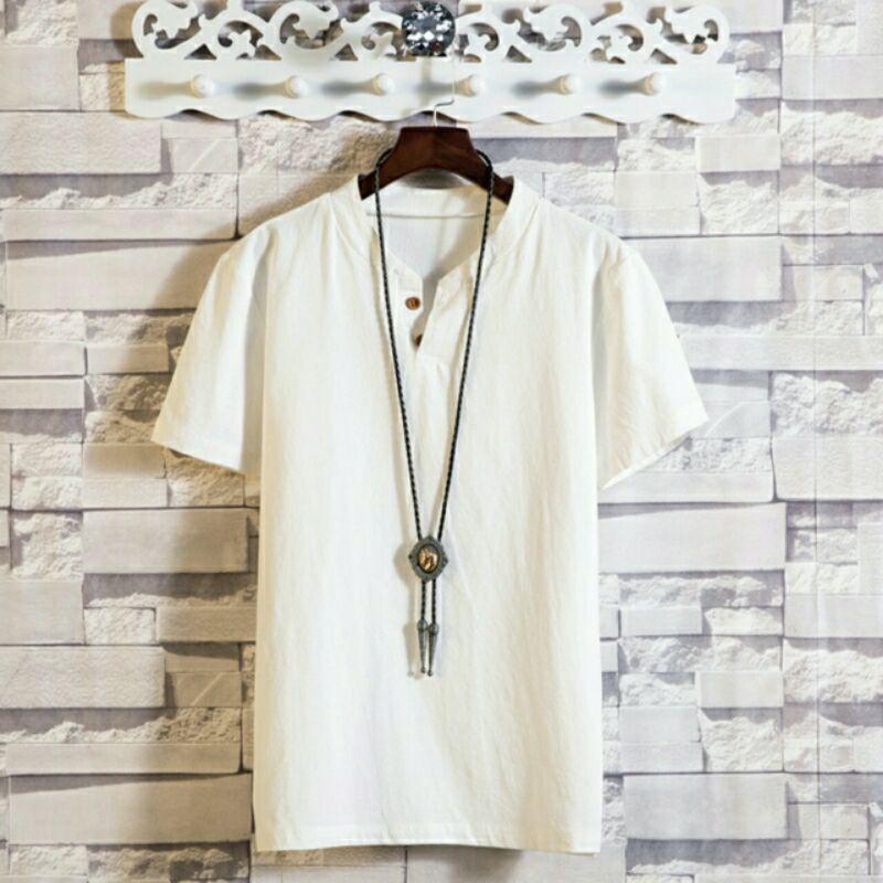 Áo Đũi Nam Cổ V Cộc Tay Chất Liệu Vải Đũi Cao Cấp Mềm Mát Nhẹ Mặc Như Không Mặc Có Size Lớn