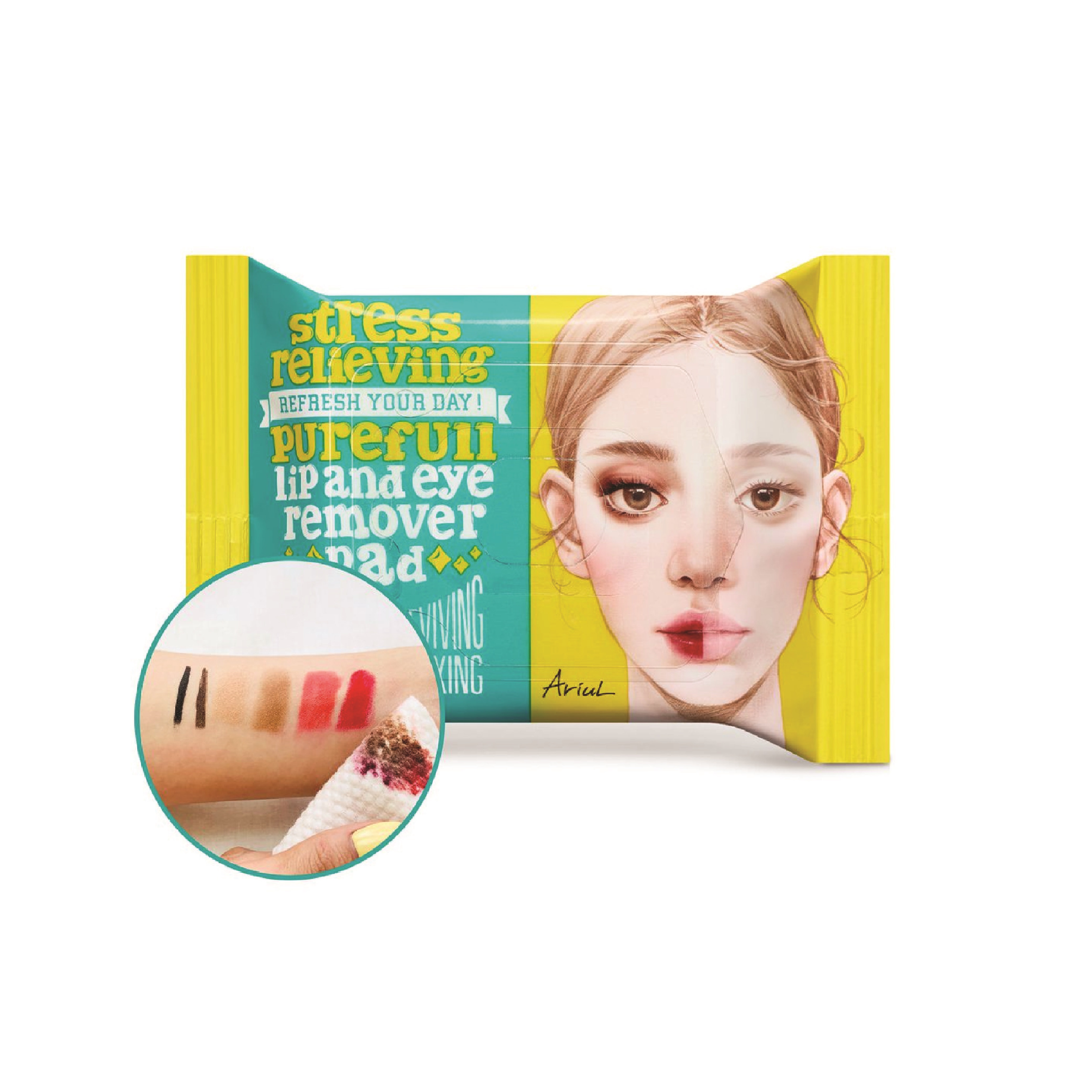 Khăn Giấy Tẩy Trang Mắt Môi Ariul Stress Relieving Purefull Lip &amp; Eye Remover Pad (30 Miếng)