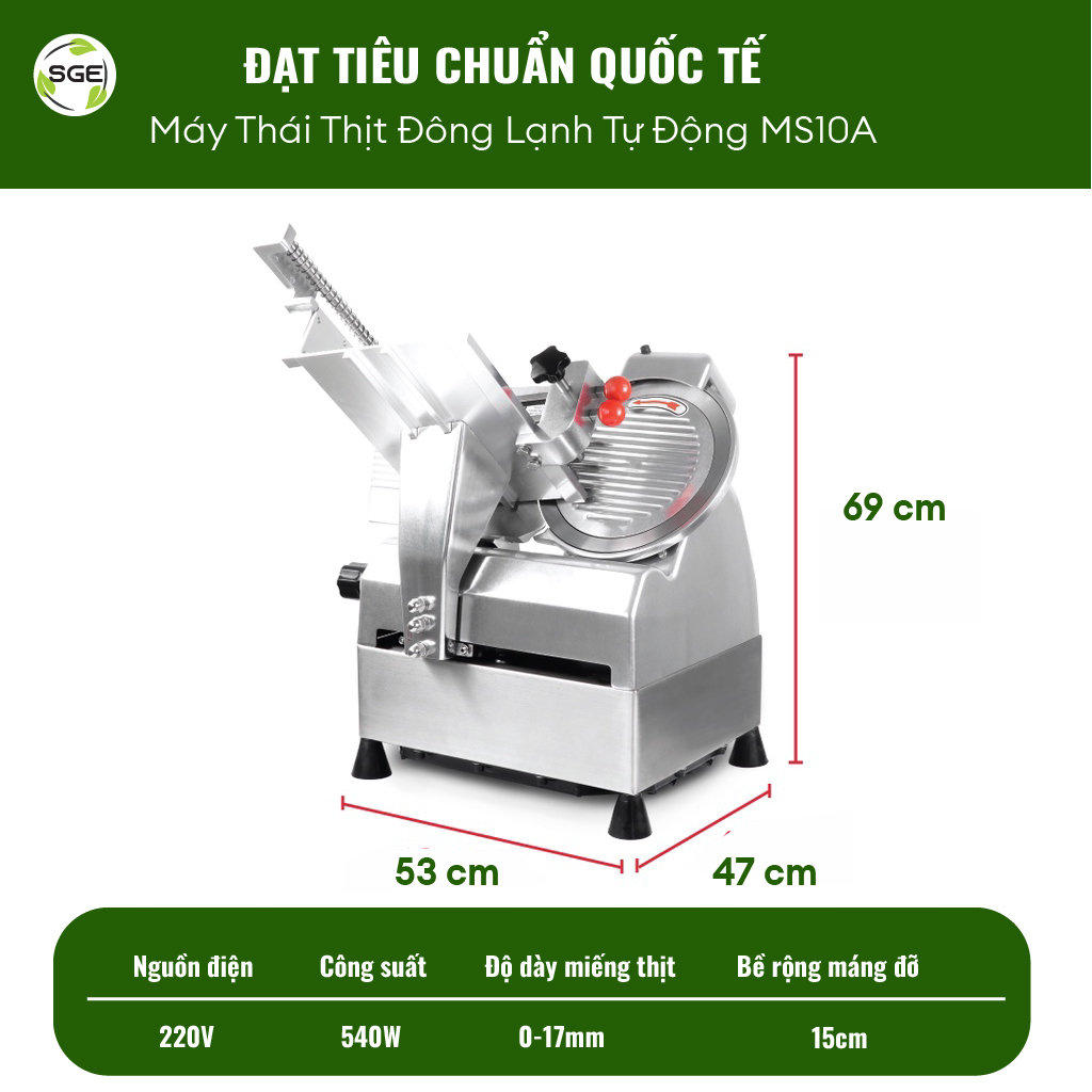 Máy thái thịt đông lạnh tự động MS10A, dùng cho nhà hàng, hộ kinh doanh, sản xuất công nghiệp số lượng lớn, tự động. Hàng Thailand chính hãng SGE nhập khẩu!!