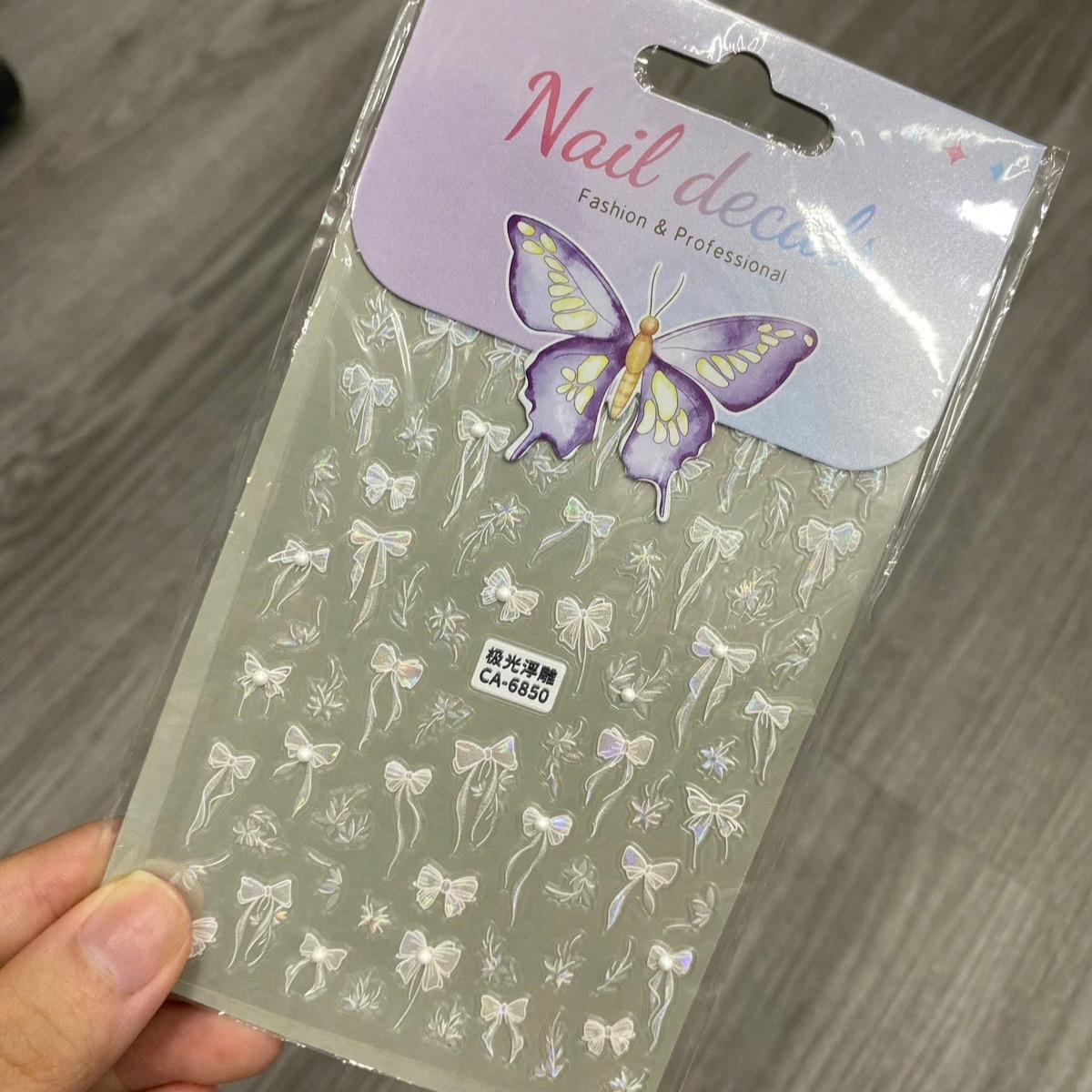 Sticker 5D Dán Móng Cao Cấp Nơ  7 Màu Trang Trí Làm Nail Hot Trend 2024 Nữ Women