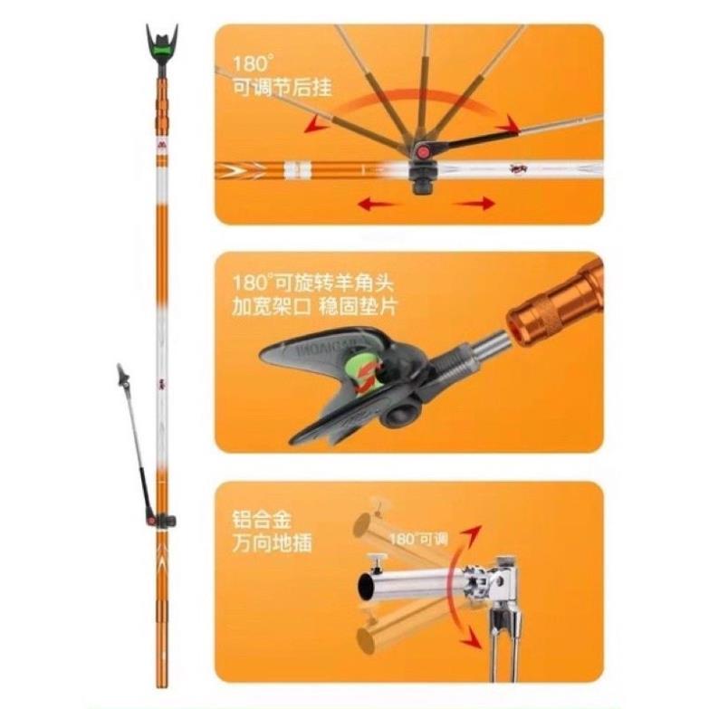 Gác cần săn hàng MC 20H bản Tím và Cam Chống cần carbon cao cấp chịu tải lớn Đồ Câu Việt Bắc