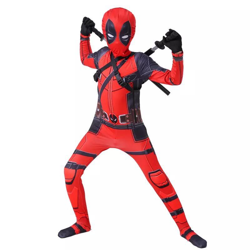 Trang Phục Hóa Trang Siêu Anh Hùng DEADPOOL Cho Trẻ Em, Người Lớn Có Ảnh Thật, Không Kèm Kiếm