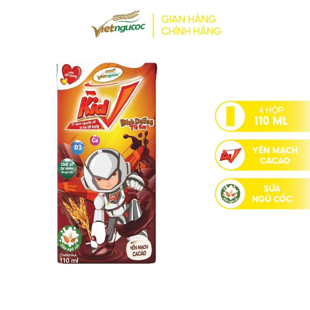 Thùng 48 Hộp Sữa Yến Mạch Vkid VIỆT NGŨ CỐC Cho Bé Thơm Ngon Hương Vị Cacao 110ml/Hộp