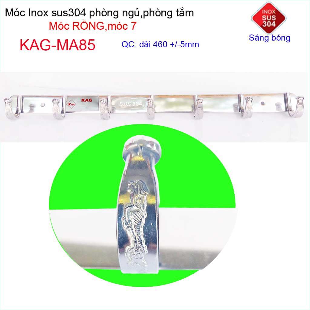 Móc rồng treo quần áo inox 304 cao cấp dày, móc Kace 7 móc treo đồ nhà tắm KAG-MA85