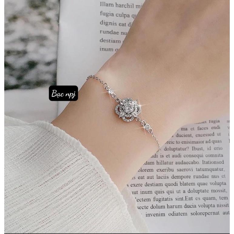 Lắc tay bạc nữ mặt đính đá siêu sáng, thiết kế trẻ trung -Bạc Npj