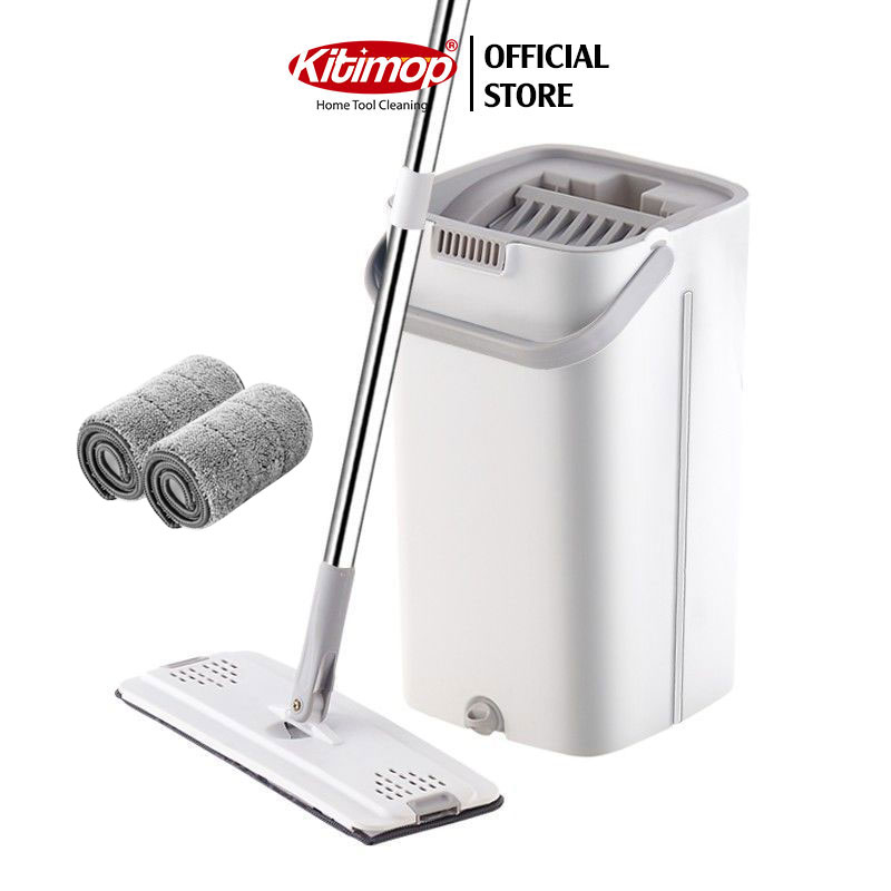 Bộ Cây Lau Nhà KITIMOP C6 PLUS-PRO - Thùng Lau Nhà Tự Vắt Thông Minh, Chổi Lau Nhà Xoay 360 Độ, Lau Sàn Làm Sạch