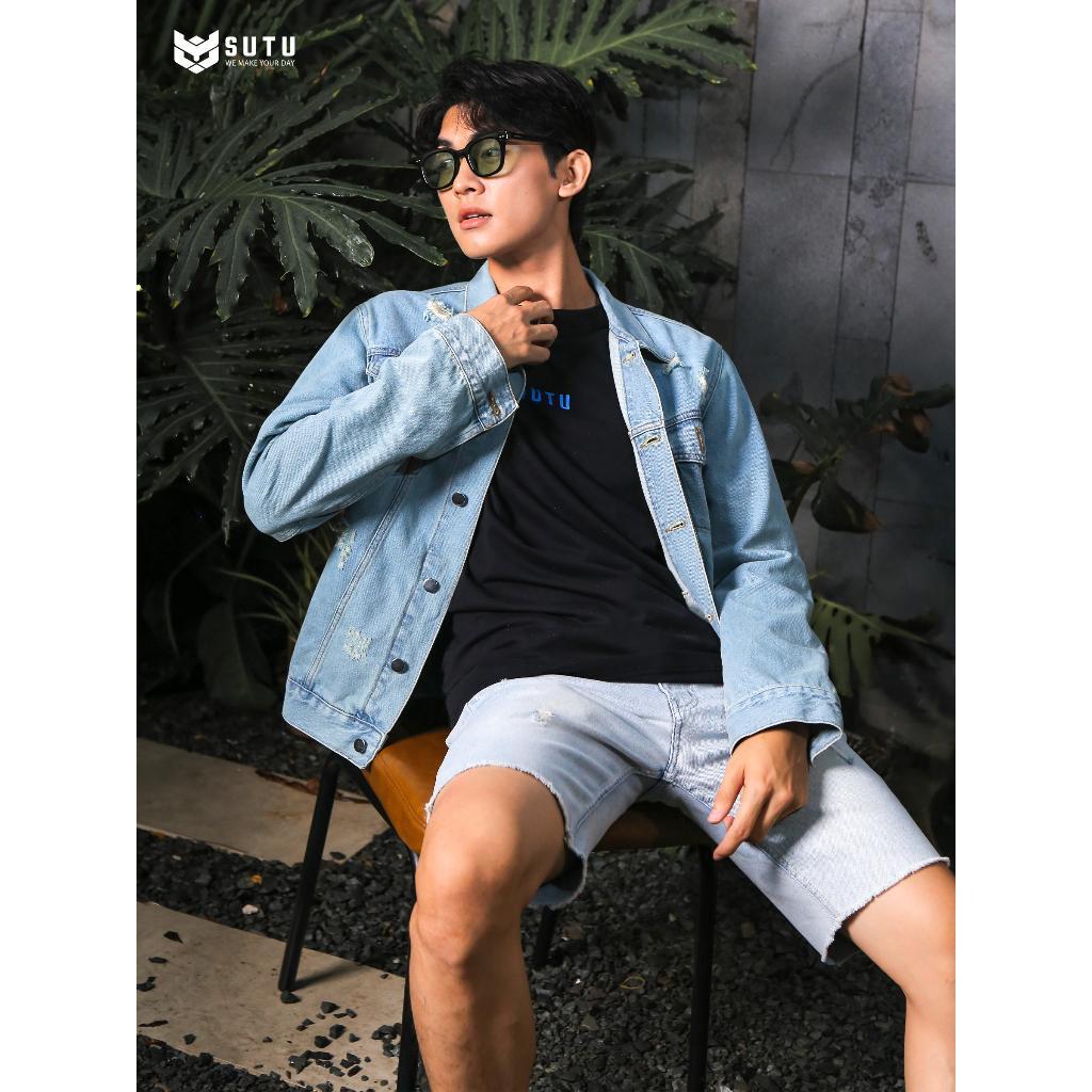Quần Short Jeans Rách Nam SUTU BRAND Form Suông Vừa Vặn Chất Co Dãn Thoải Mái Không Ra Màu Khi Giặt Tẩy | Q0G - Đen