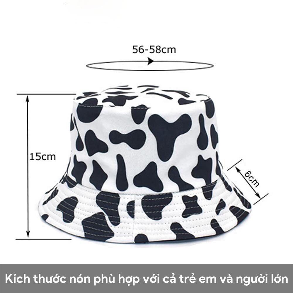 Mũ bucket bò sữa ️ Nón vành tròn hoạ tiết trắng đen phong cách Ulzzang form unisex nam nữ