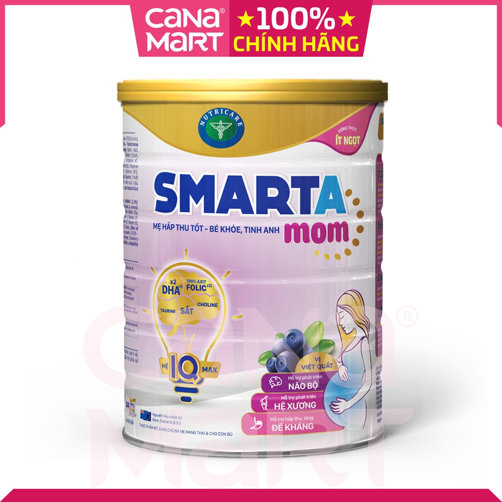 Sữa bột cho mẹ bầu Nutricare Smarta Mom bổ sung dinh dưỡng cho phụ nữ mang thai và cho con bú (900g)