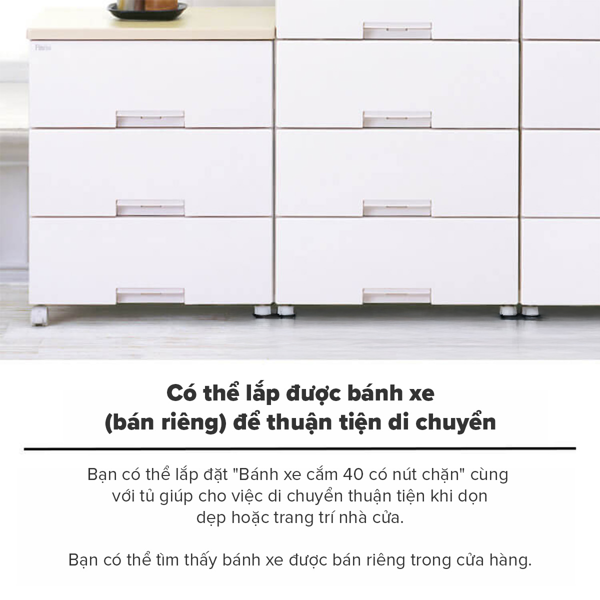 TENMA Tủ Quần Áo Fits Plus Easy JAPAN QUALITY, Lắp Được Bánh Xe, Mặt Tủ Ceramic, Chống Bám Bụi