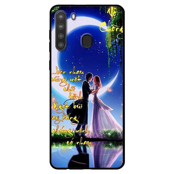 Ốp lưng dành cho Samsung Galaxy A21 mẫu Thư Pháp Vợ Chồng Ôm Nhau