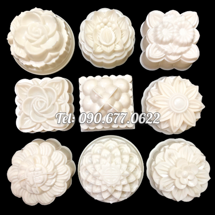 Bộ 10 khuôn rau câu trung thu loại 10 cm - Khuôn trắng – Mã số 1184