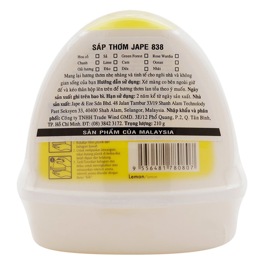 Sáp Thơm Jape 838 Gel Hương Chanh (210g)