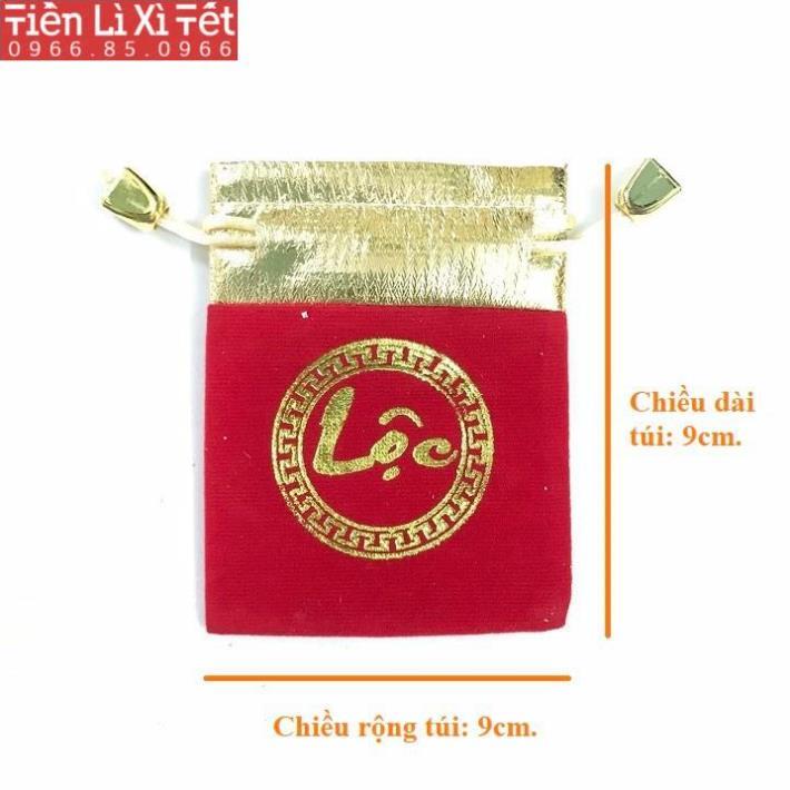 Tui gấm đỏ in chữ PHÚC / LỘC may mắn chiêu tài rước lộc, rất hợp phong thủy để lưu trữ đồ phong thủy