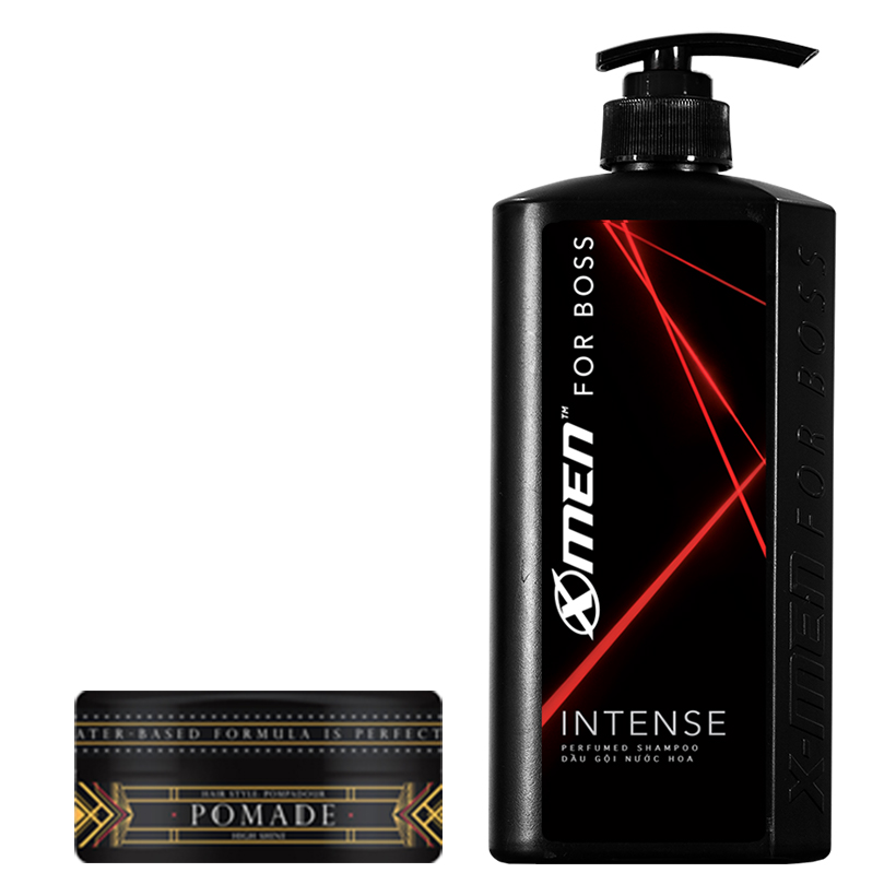 Combo Dầu gội nước hoa X-Men for Boss Intense 650g + Pomade tạo kiểu tóc X-Men For Boss High Hold 60g