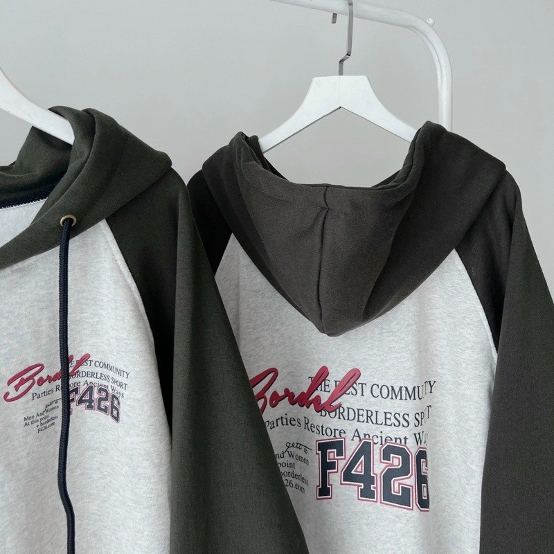 [ sẵn] Áo Khoác Nỉ Form Rộng F426 ullzang unisex [ nam nữ mặc ], áo khoác nỉ phối màu tay ráp lắng Jacket chất đẹp from to rộng mũ 2 lớp Unisex