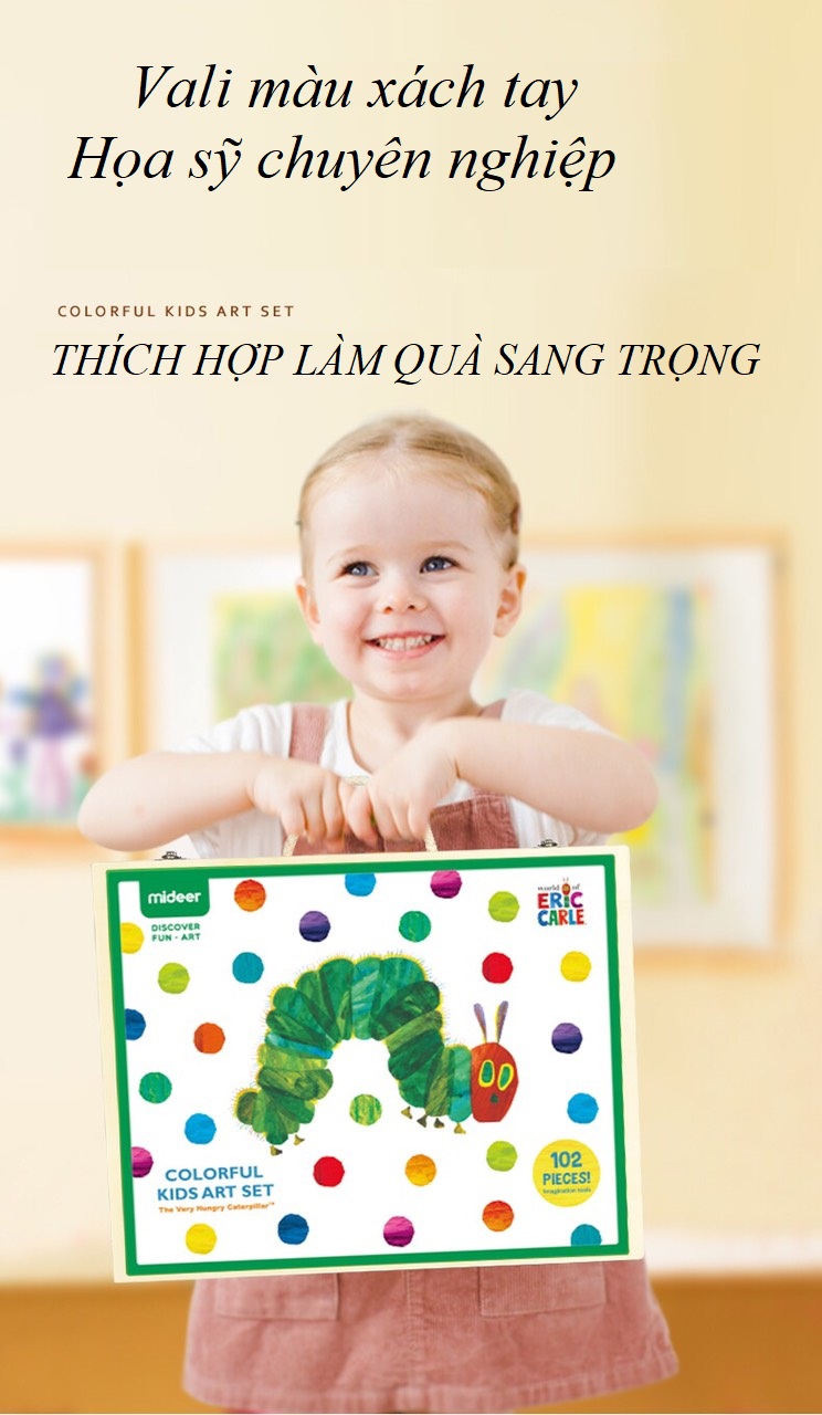 Vali màu vẽ 102 món an toàn cho bé hãng Mideer - Color Kid Art Set