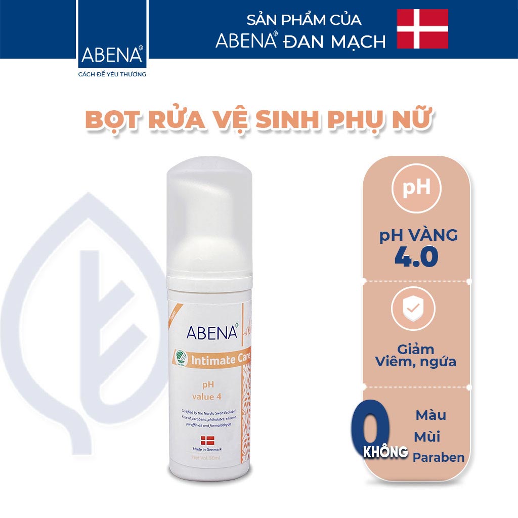 Bọt rửa vệ sinh phụ nữ nhập khẩu Châu Âu an toàn cho sức khỏe Abena Intimate Care 50ml Date T9/2023