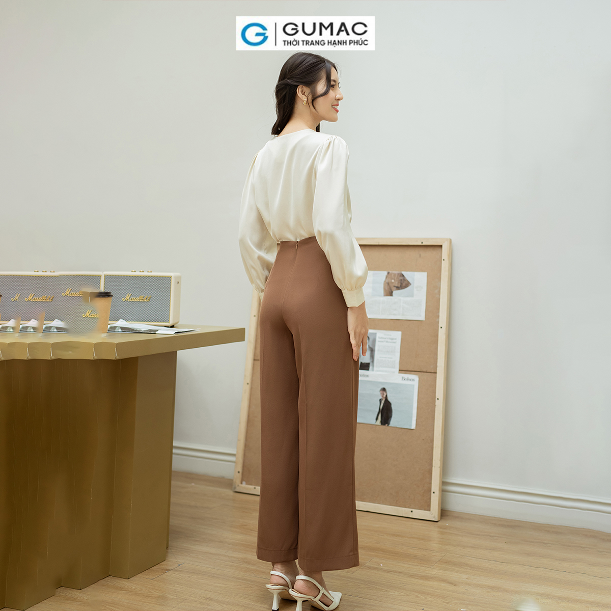 Quần tây công sở dáng suông chiết ly GUMAC QD08021