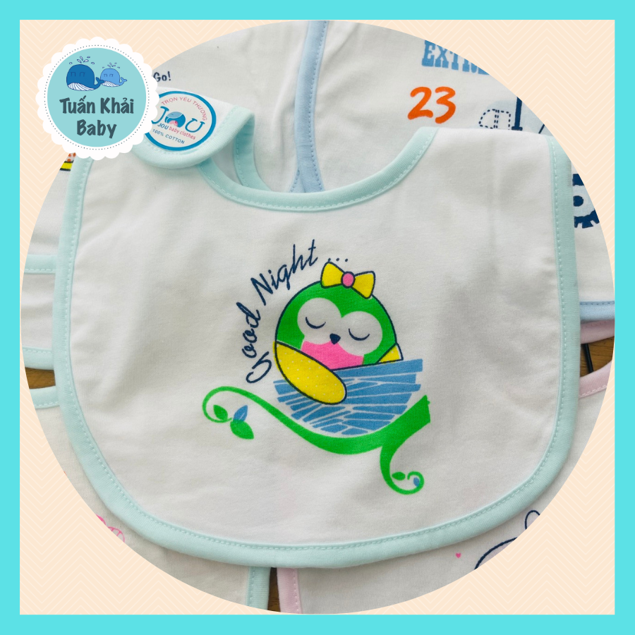 Set 3 Yếm sơ sinh cotton 2 lớp mềm, mịn, đẹp JOU-TomTomBaby cho bé trai, bé gái