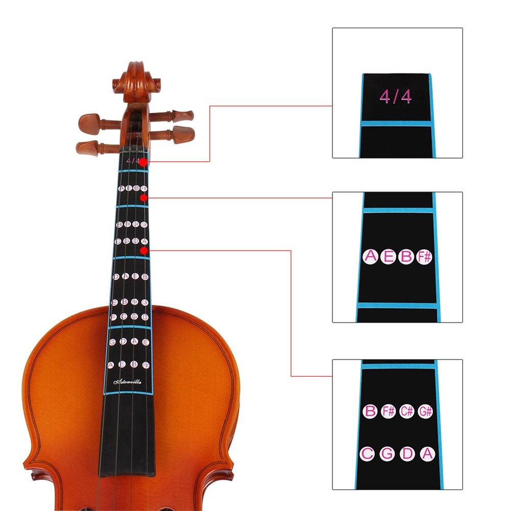 4PCS Nhãn dán ngón tay violin, có thể tháo rời 4/4 Violin Finger Vị trí đánh dấu Volin Tay cầm Băng Tấm Bấm Chỉ báo cho người mới bắt đầu Thực hành