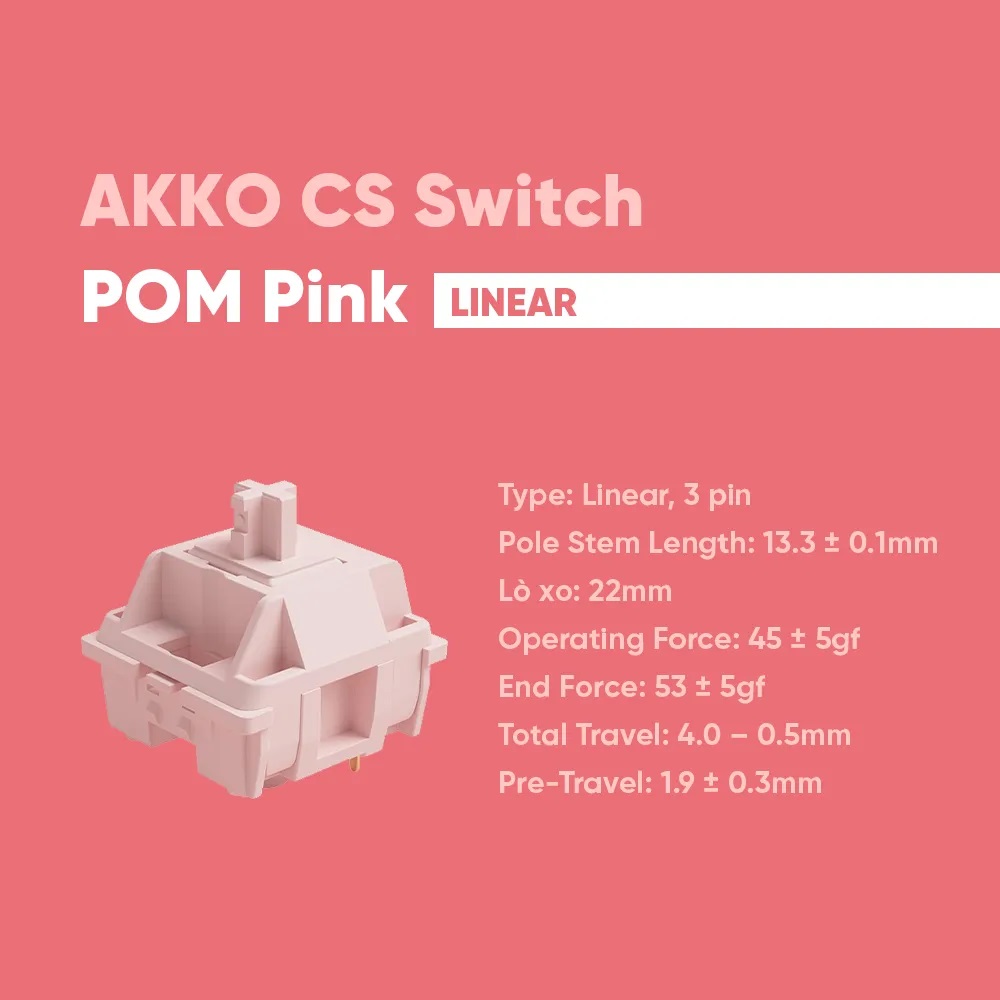 [Lẻ 1 Switch] Công tắc thay thế bàn phím cơ AKKO CS Switch - POM (Pink/Brown/Silver)_Mới, hàng chính hãng