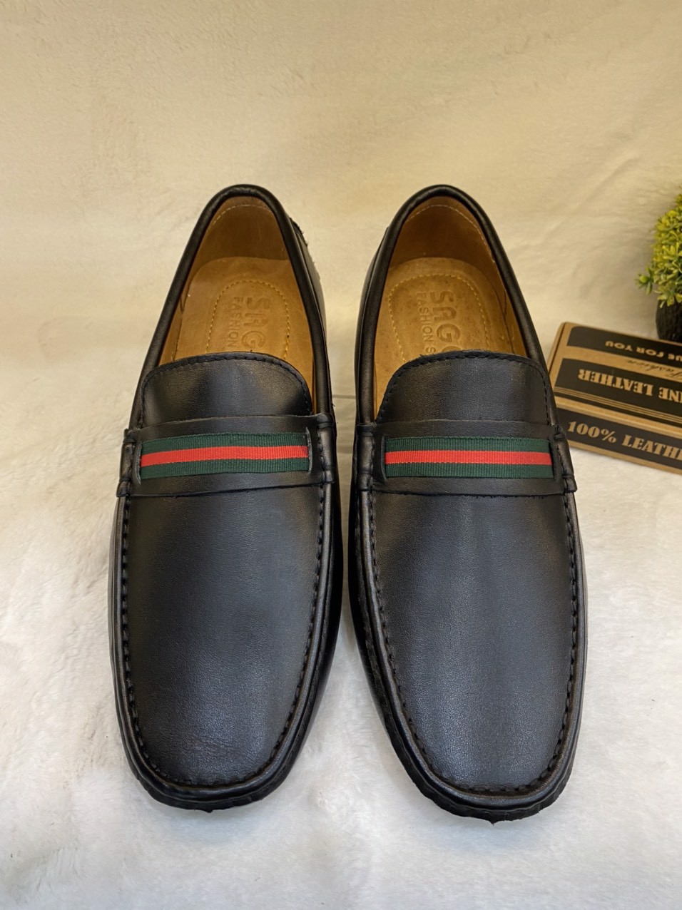 Giày Mọi Nam size 44-45-46-47 Da Bò Thật Giày Lười Bigsize Màu Đen -MB09 Giày SAGO’S BH 12 Tháng Tặng kèm vớ