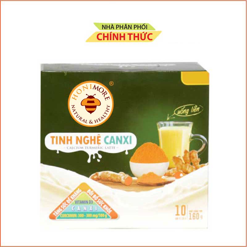 Tinh Nghệ Canxi Honimore (160g) 3 trong 1 - 10 gói Thơm ngon, dễ uống