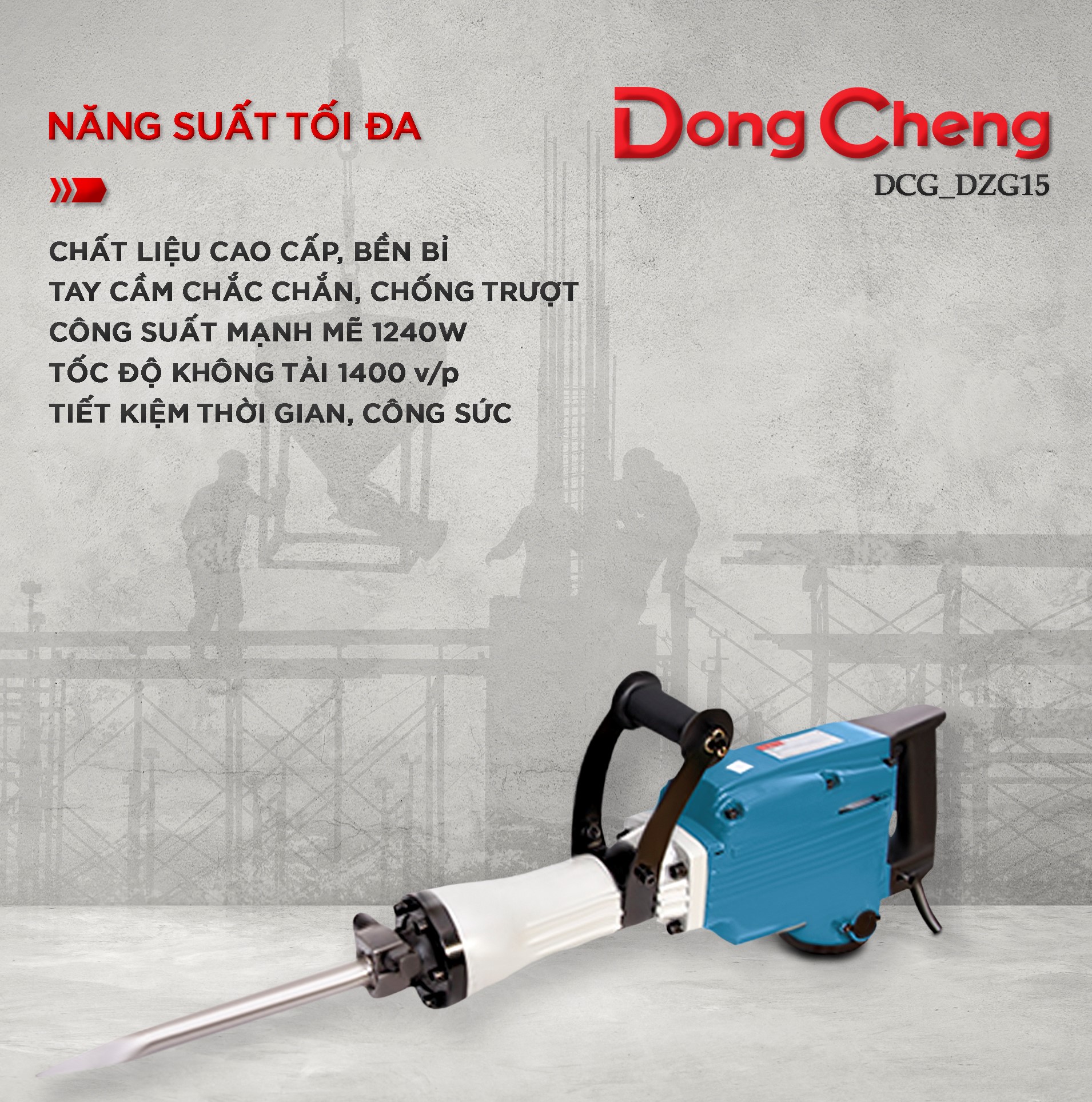 Máy đục bê tông Dongcheng DZG15_Chính Hãng