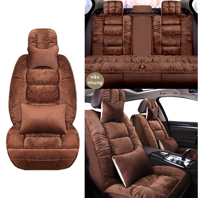 Bộ 5 lót ghế ô tô NHUNG SIÊU MỀM CAO CẤP, cho dế bạn lên thêm đẳng cấp sang chảnh-83210