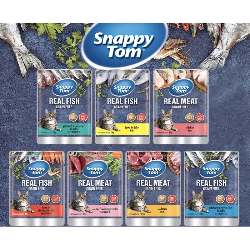 Pate Snappy Tom Gói 85g Real Fish - mèo ăn ngon miệng và tăng cân