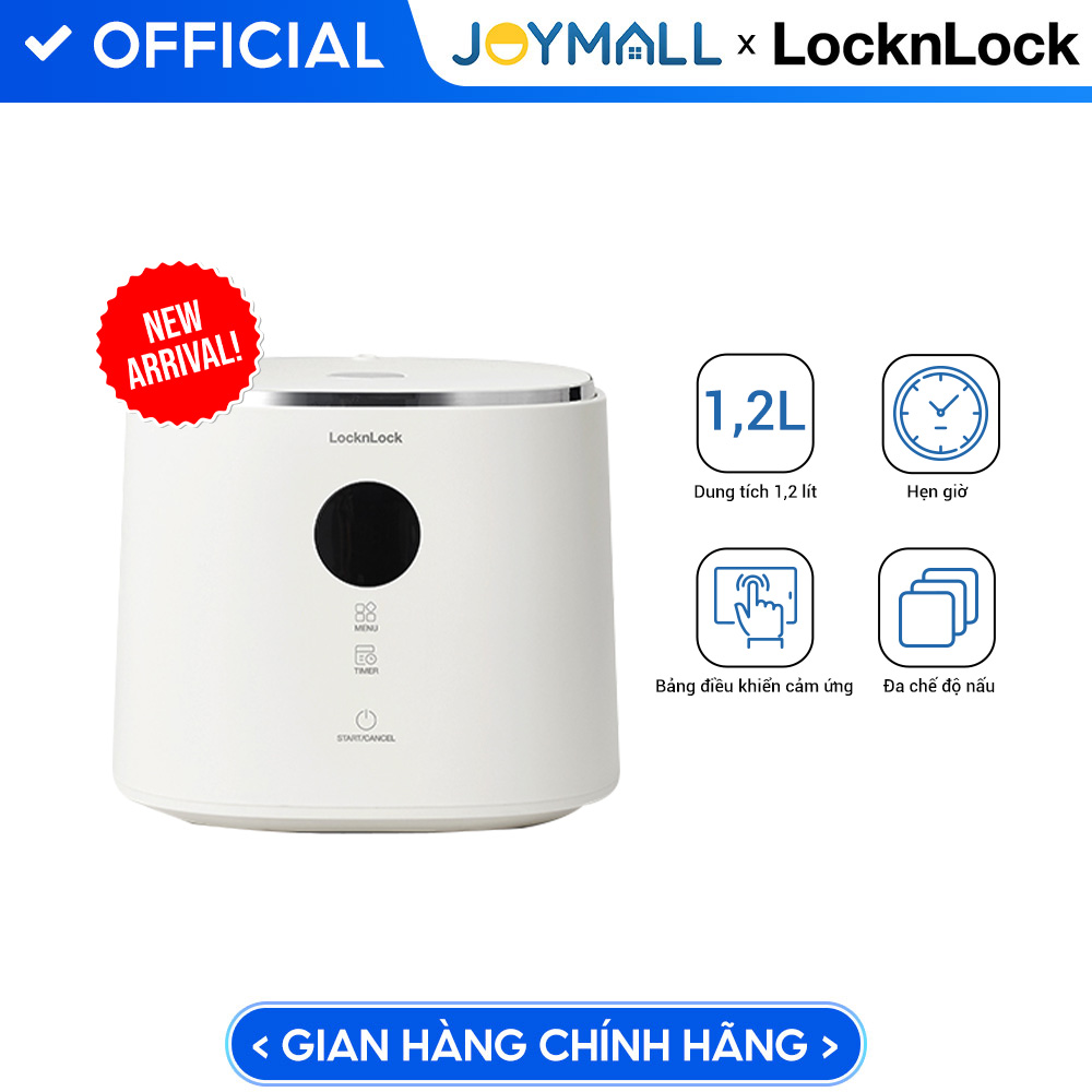 Nồi cơm điện LocknLock 1.2L Bianco EJR384IVY, Hàng chính hãng, đa chế độ nấu, bảng điều khiển cảm ứng - JoyMall