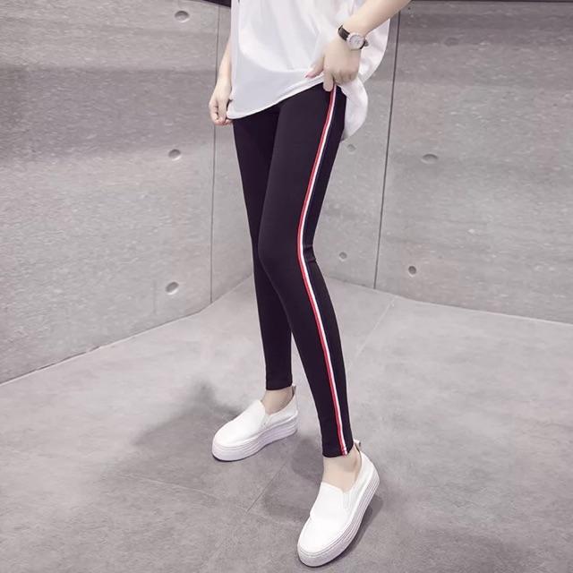 Quần Legging Sọc 3 Màu - 2 Túi Xéo